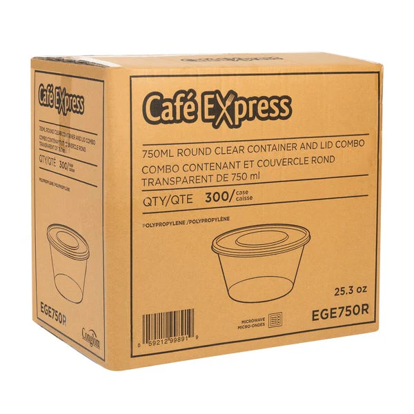 Café Express 25-oz Round Containers with Lids - Pack of 300 - Disposables, Restaurant Packaging and Take-Out Supplies - Canadian Distribution - Ships Free Within Canada on Orders Above CAD $199 - Image 2