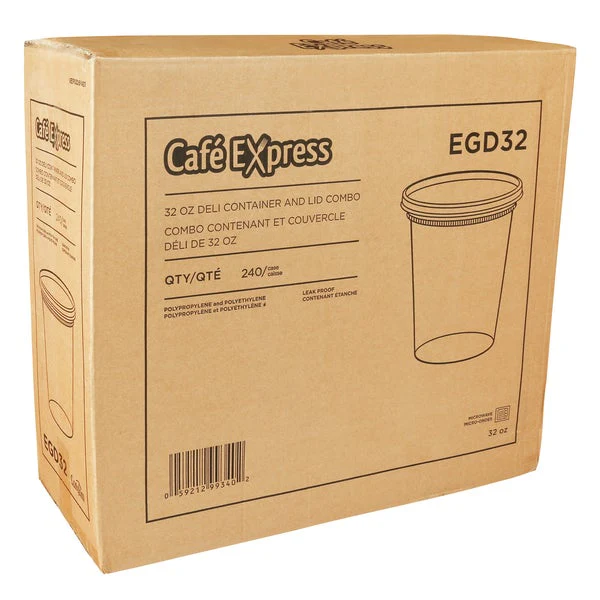 Café Express 32-oz Deli Containers with Lids - Pack of 240 - Disposables, Restaurant Packaging and Take-Out Supplies - Canadian Distribution - Ships Free Within Canada on Orders Above CAD $199 - Image 2