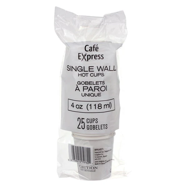 Café Express 4-oz Single Wall White Hot Cups - 5 packs of 100 - Disposables, Restaurant Packaging and Take-Out Supplies - Canadian Distribution - Ships Free Within Canada on Orders Above CAD $199