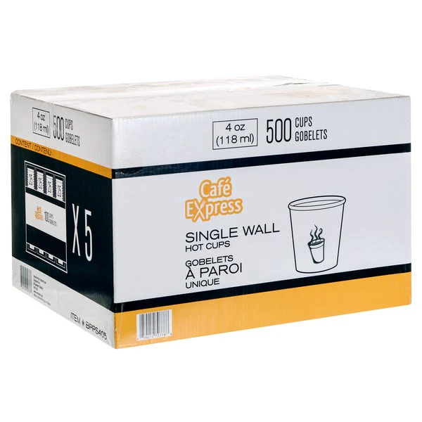 Café Express 4-oz Single Wall White Hot Cups - 5 packs of 100 - Disposables, Restaurant Packaging and Take-Out Supplies - Canadian Distribution - Ships Free Within Canada on Orders Above CAD $199 - Image 4