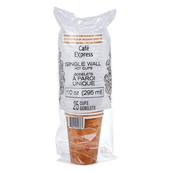 Café Express Single Wall 10-oz Hot Cups - 5 packs of 100  - Disposables, Restaurant Packaging and Take-Out Supplies - Canadian Distribution - Ships Free Within Canada on Orders Above CAD $199 - Image 2