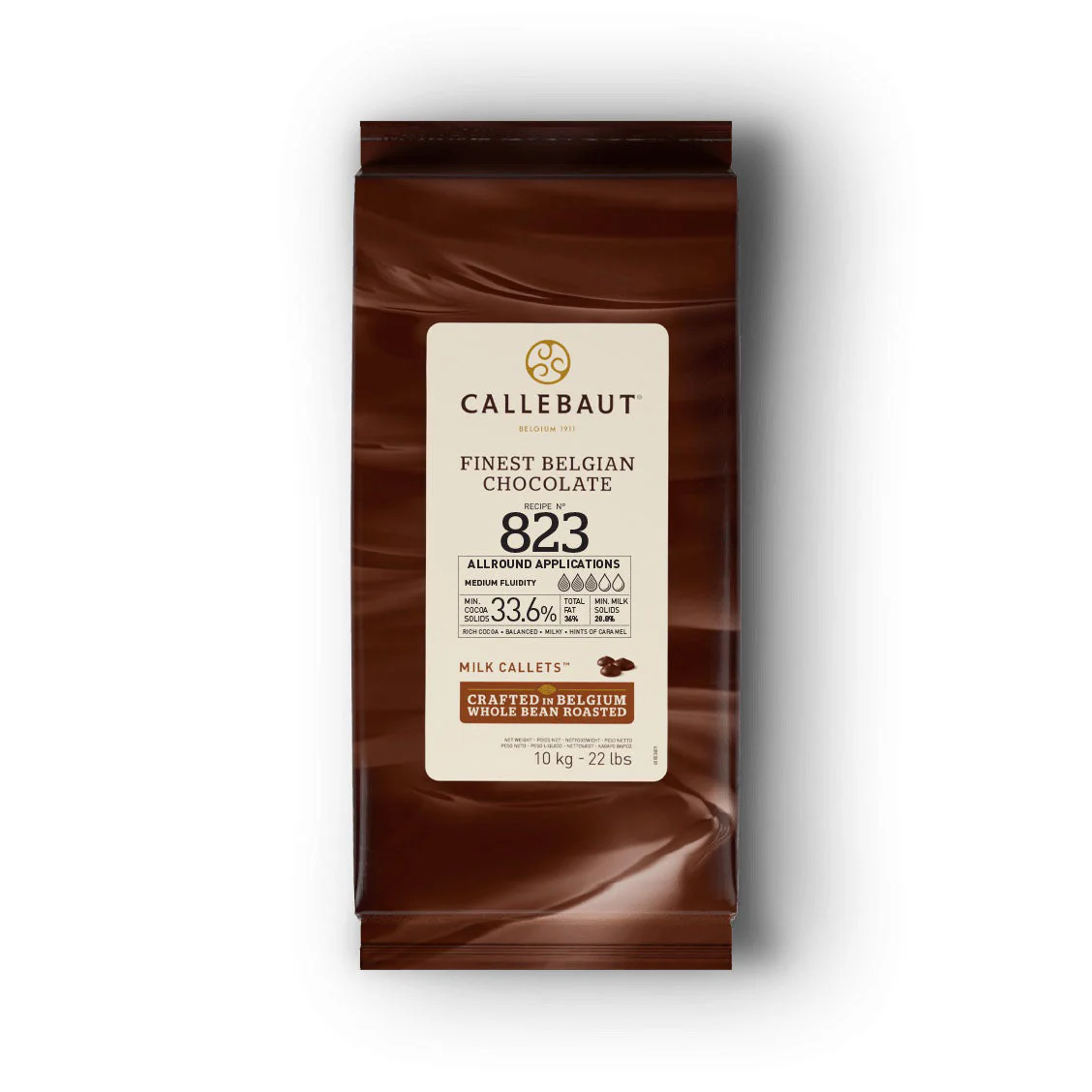 CALLEBAUT 823 – 33.6% Milk Chocolate Couverture - 10kg - Canadian Distribution - Ships Free Within Canada on Orders Above CAD $199