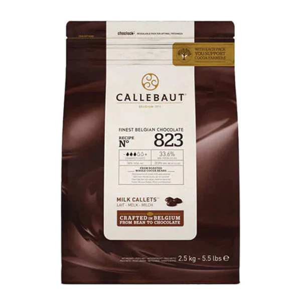 CALLEBAUT - Milk Chocolate Callets - 823-CAU-76 - 8 x 2.5KG - Barry Callebaut Canadian Distribution - Ships Free Within Canada on Orders Above CAD $199