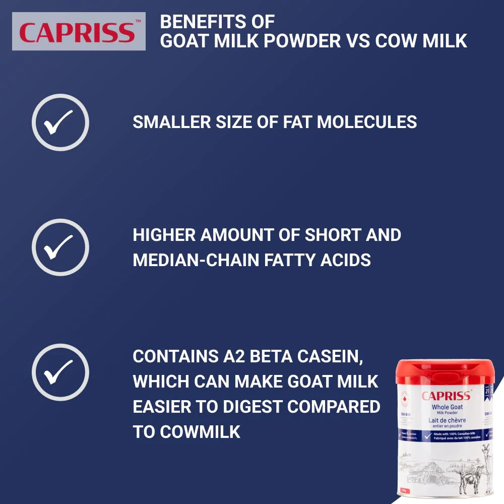 Capriss – Whole Goat Milk Powder – Vitamin D Enriched – 640g - Canadian Distribution - Ships Free Within Canada on Orders Above CAD $199 - Image 2