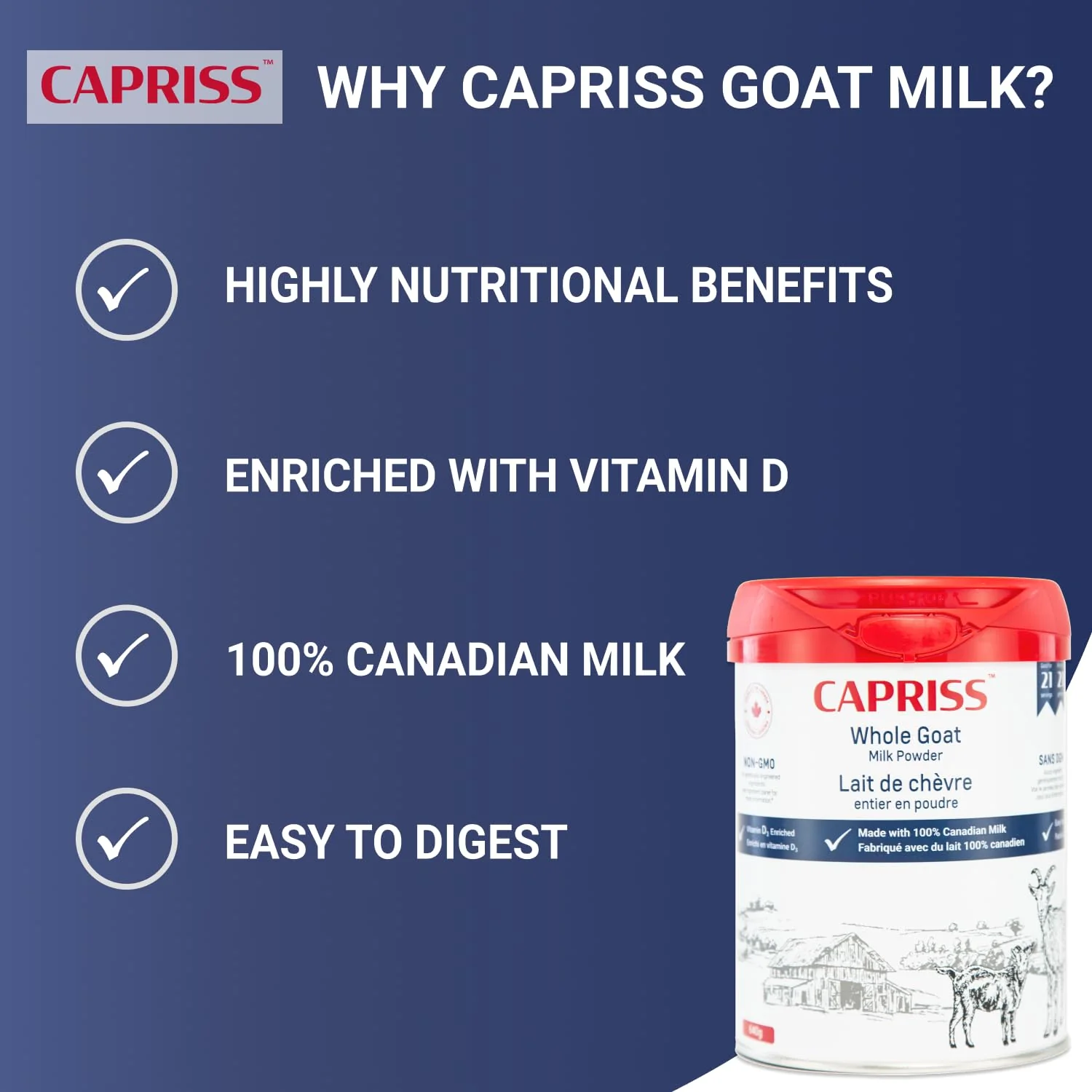 Capriss – Whole Goat Milk Powder – Vitamin D Enriched – 640g - Canadian Distribution - Ships Free Within Canada on Orders Above CAD $199 - Image 4