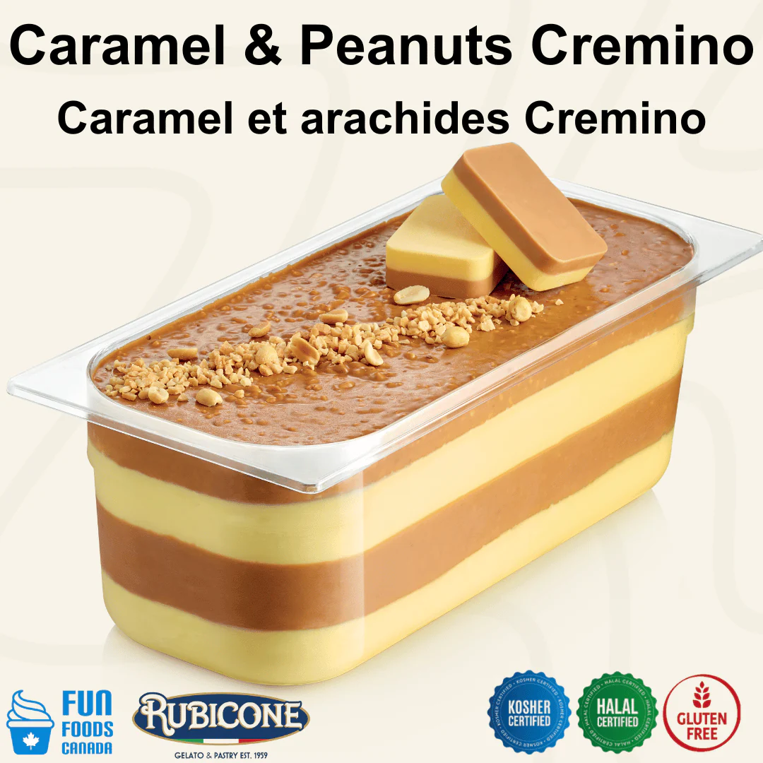 "PRE-ORDER" Caramel and Peanuts Spreadable Filling Cream - Cremino Caramel and Peanuts - 5 KG Bucket - Rubicone Canada - Ships Free Within Canada on Orders Above CAD $199