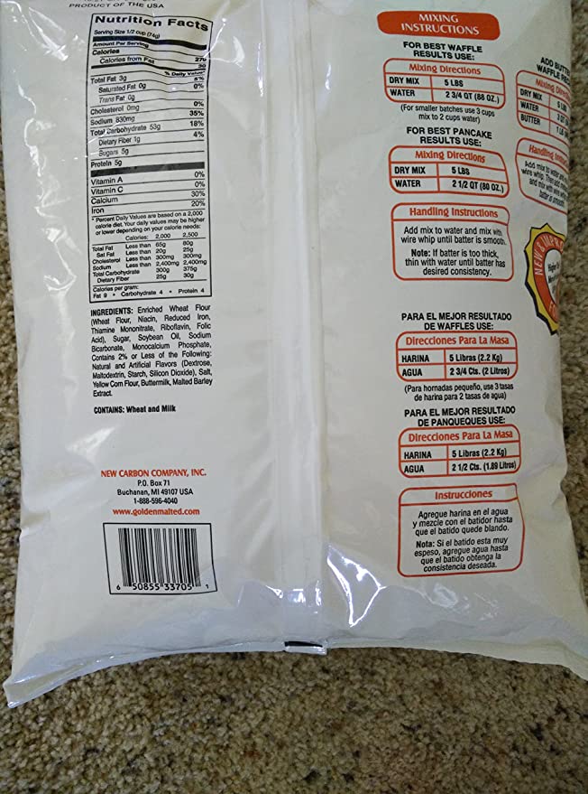 Carbon's Original Waffle and Pancake Mix - Golden Malted Brand - Case (8 x 3.75 lbs) - Canada - Ships Free Within Canada on Orders Above CAD $199 - Image 3