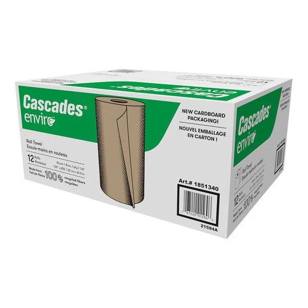 Cascades Enviro Hand Paper Towel Roll - 12-pack - Disposables, Restaurant Packaging and Take-Out Supplies - Canadian Distribution - Ships Free Within Canada on Orders Above CAD $199