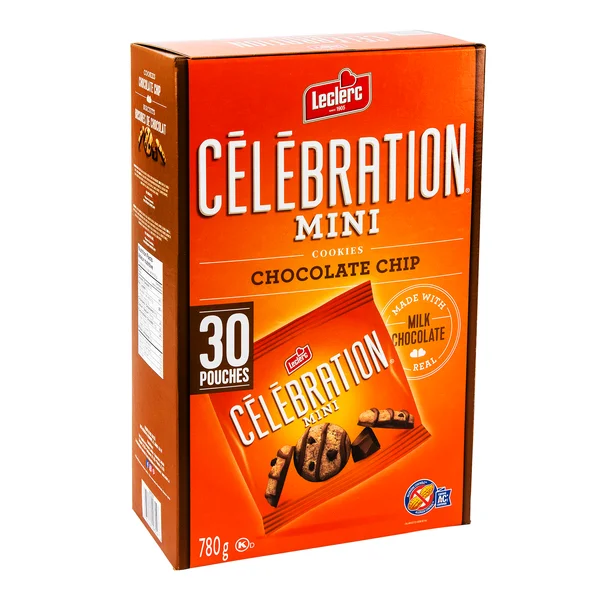 Celebration Mini Chocolate Chip Cookies - 4 Cases x 30 Packs - Leclerc - Canadian Distribution - Ships Free Within Canada on Orders Above CAD $199 - Image 2