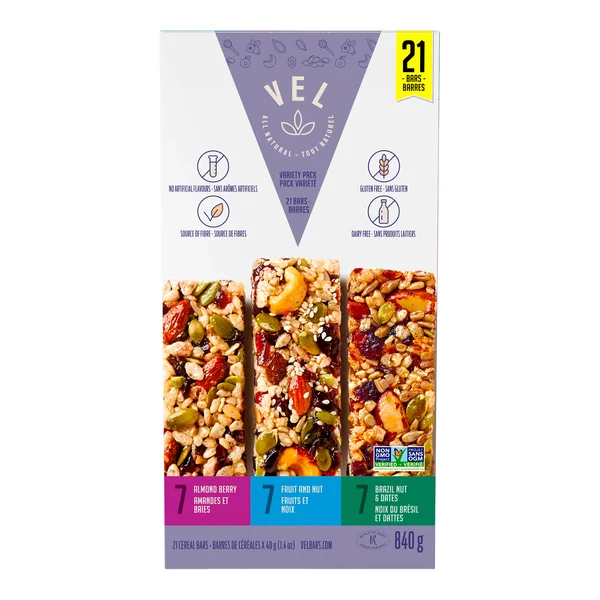 Cereal Bar - 4 Cases x 21 Packs x 40 g - Vel - Canadian Distribution - Ships Free Within Canada on Orders Above CAD $199