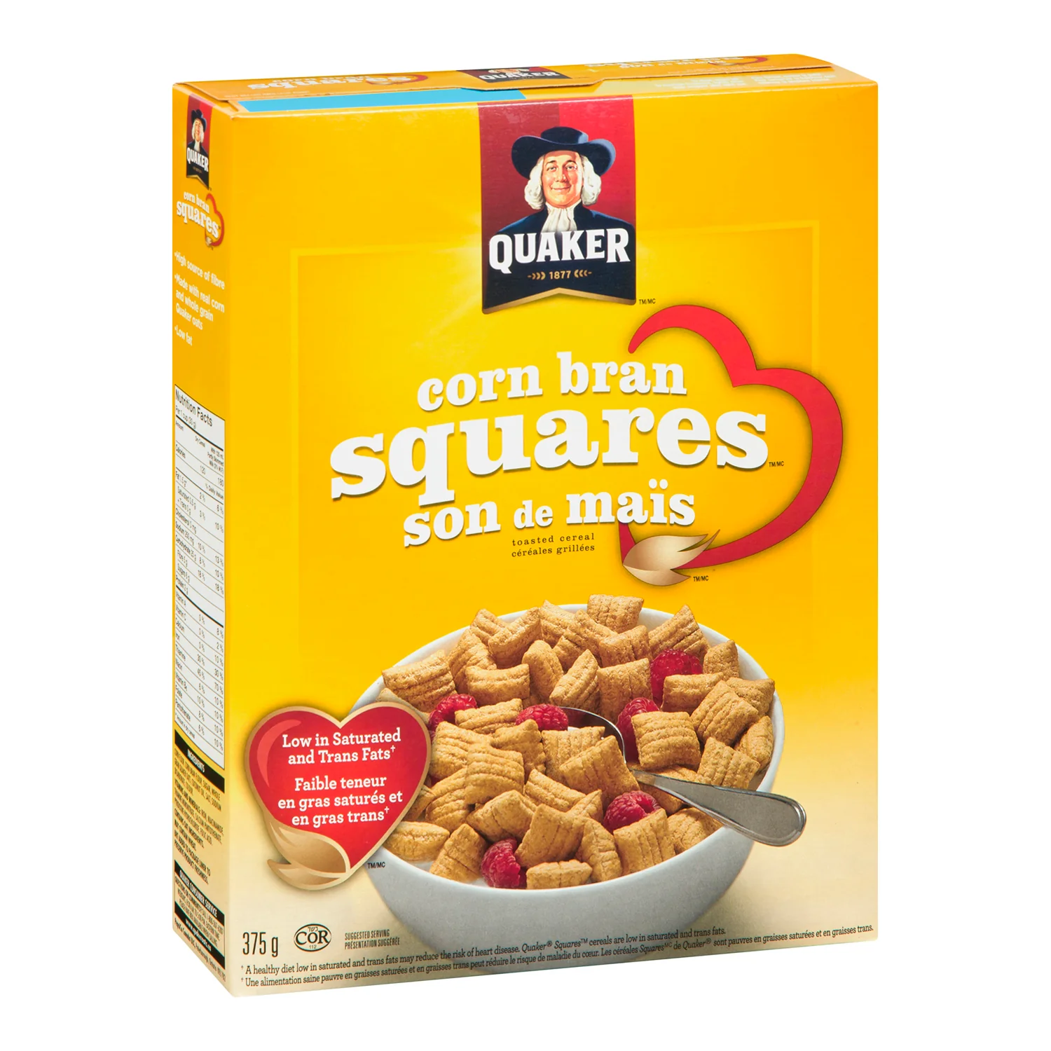 Cereal Corn Bran Square - 12 x 375 g - Quaker - Restaurant and Foodservice Ingredients - Canadian Distribution - Ships Free Within Canada on Orders Above CAD $199
