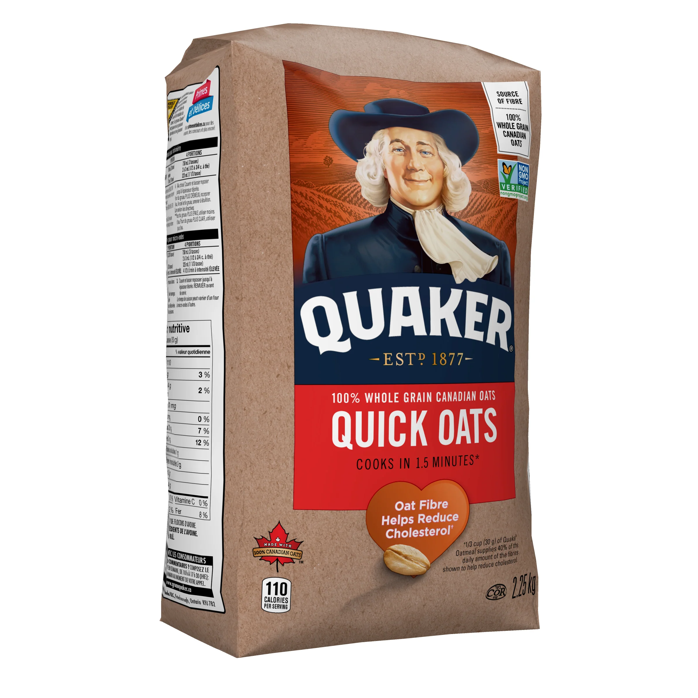 Cereal Oat Quick Package - 10 x 2.25 kg - Quaker - Restaurant and Foodservice Ingredients - Canadian Distribution - Ships Free Within Canada on Orders Above CAD $199