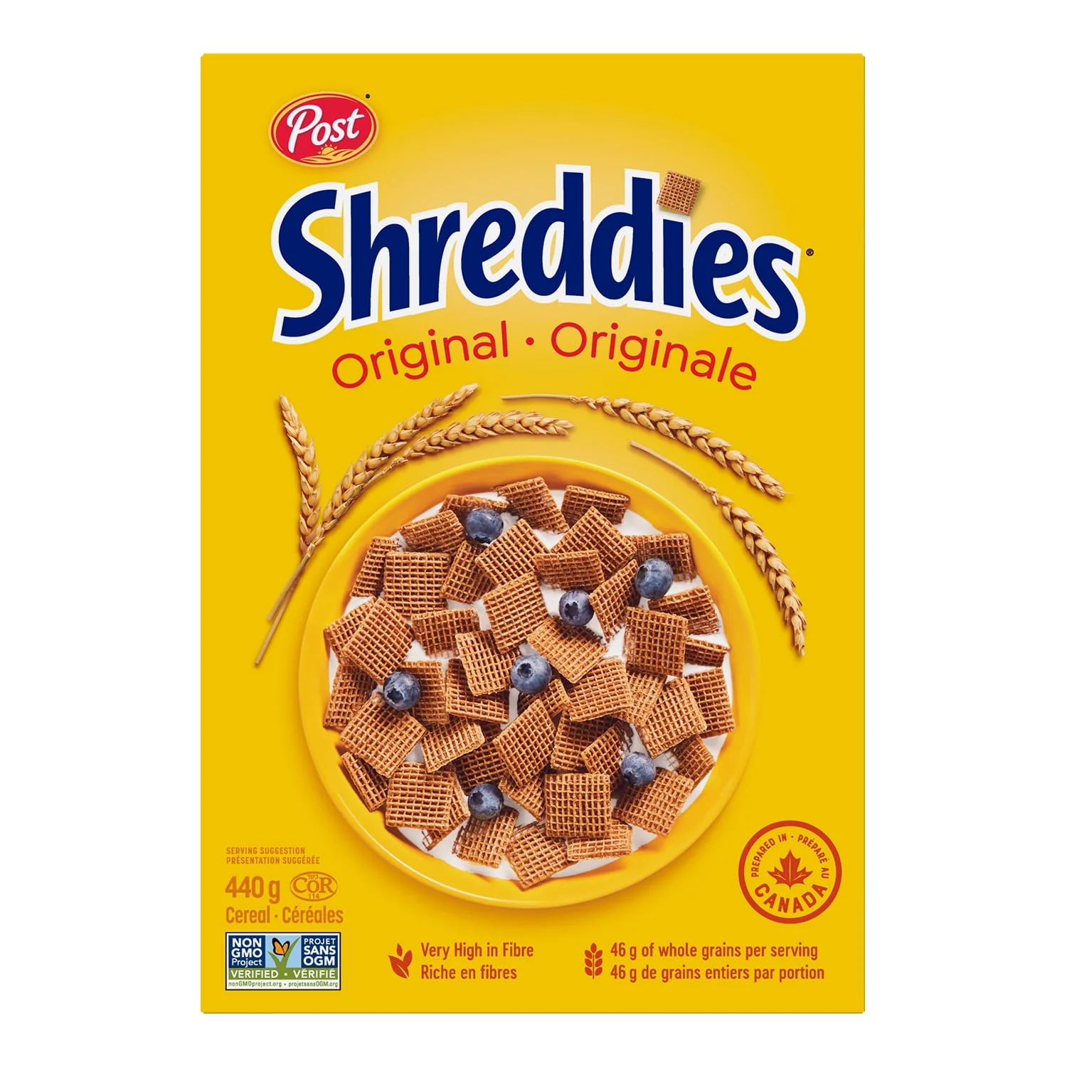 Cereal Wheat Shreddies - 12 x 440 g - Post Cereal - Restaurant and Foodservice Ingredients - Canadian Distribution - Ships Free Within Canada on Orders Above CAD $199