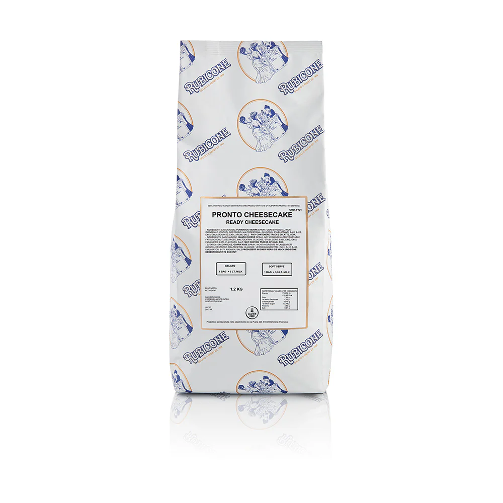 "PRE-ORDER" Cheesecake Ready Creamy - Ready Base for Soft Serve and Gelato - Case of 6 x 1.2 KG bags - Rubicone Canada - Ships Free Within Canada on Orders Above CAD $199