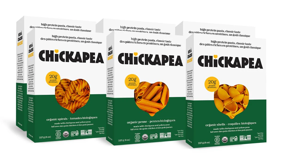 Chickapea โ Organic Chickpea Pasta โ Spirals/Penne/Shells โ 6 x 227g - Canadian Distribution - Ships Free Within Canada on Orders Above CAD $199
