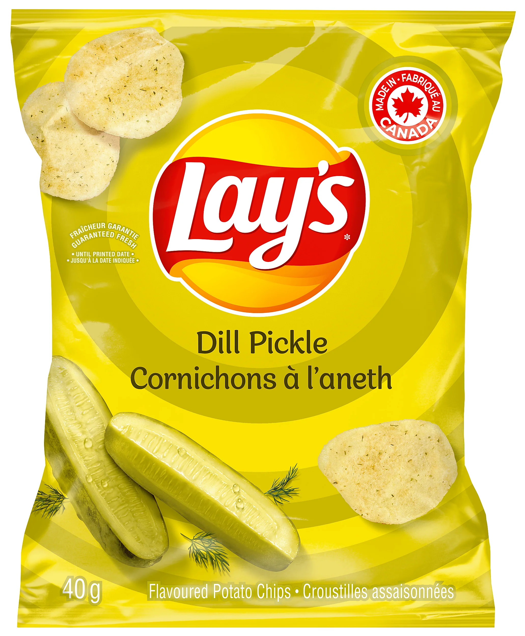 Chip Potato Dill Pickle - 40 x 40 g - Lays - Restaurant and Foodservice Ingredients - Canadian Distribution - Ships Free Within Canada on Orders Above CAD $199