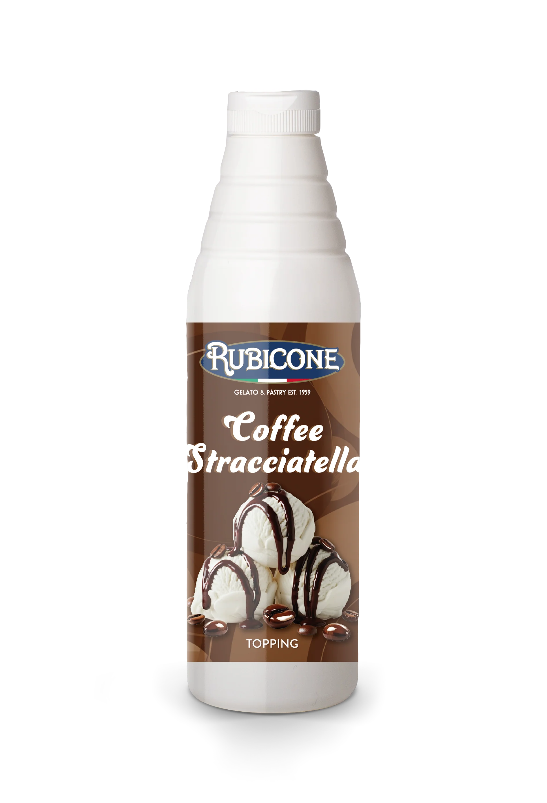 "PRE-ORDER" Choco Chips Coffee Stracciatella - Case of 6 x 0.85 KG Squeeze Bottles - Stracciatella Coffee Topping - Rubicone Canada - Ships Free Within Canada on Orders Above CAD $199