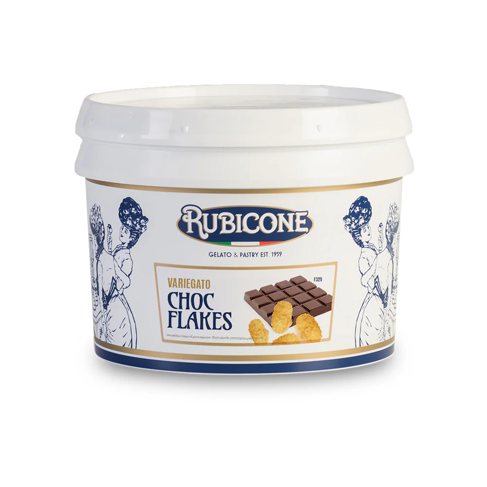 "PRE-ORDER" Choco Flakes Sundae Dessert Topping - Case of 2 x 3 KG Buckets - Choc Flakes Variegate - Rubicone Canada - Ships Free Within Canada on Orders Above CAD $199 - Image 2