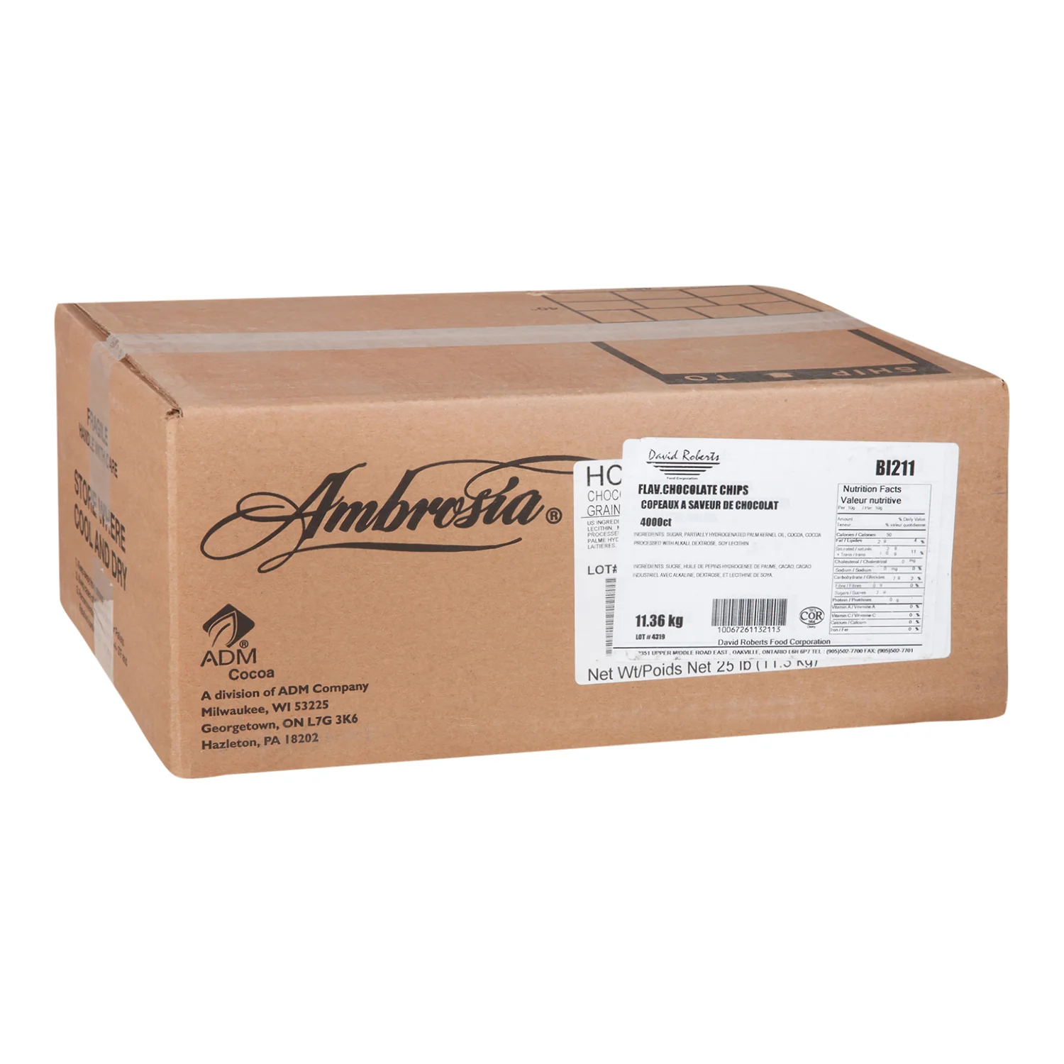Chocolate Chip Compound 4000 ct. - 1 x 11.3 kg - David Roberts - Baking Mixes and Ingredients - Canadian Distribution - Ships Free Within Canada on Orders Above CAD $199 - Image 2