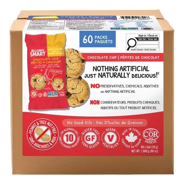 Chocolate Chip Cookies - 4 Cases x 12 Packs x 25 g - Allergy Smart - Canadian Distribution - Ships Free Within Canada on Orders Above CAD $199 - Image 4
