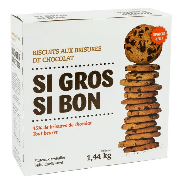 Chocolate Chip Cookies - 4 x 1.44 kg - Bigger and Better - Canadian Distribution - Ships Free Within Canada on Orders Above CAD $199