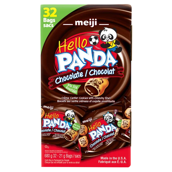 Chocolate Crème Filled Cookies - 4 Cases x 32 Packs x 21 g - Hello Panda - Canadian Distribution - Ships Free Within Canada on Orders Above CAD $199