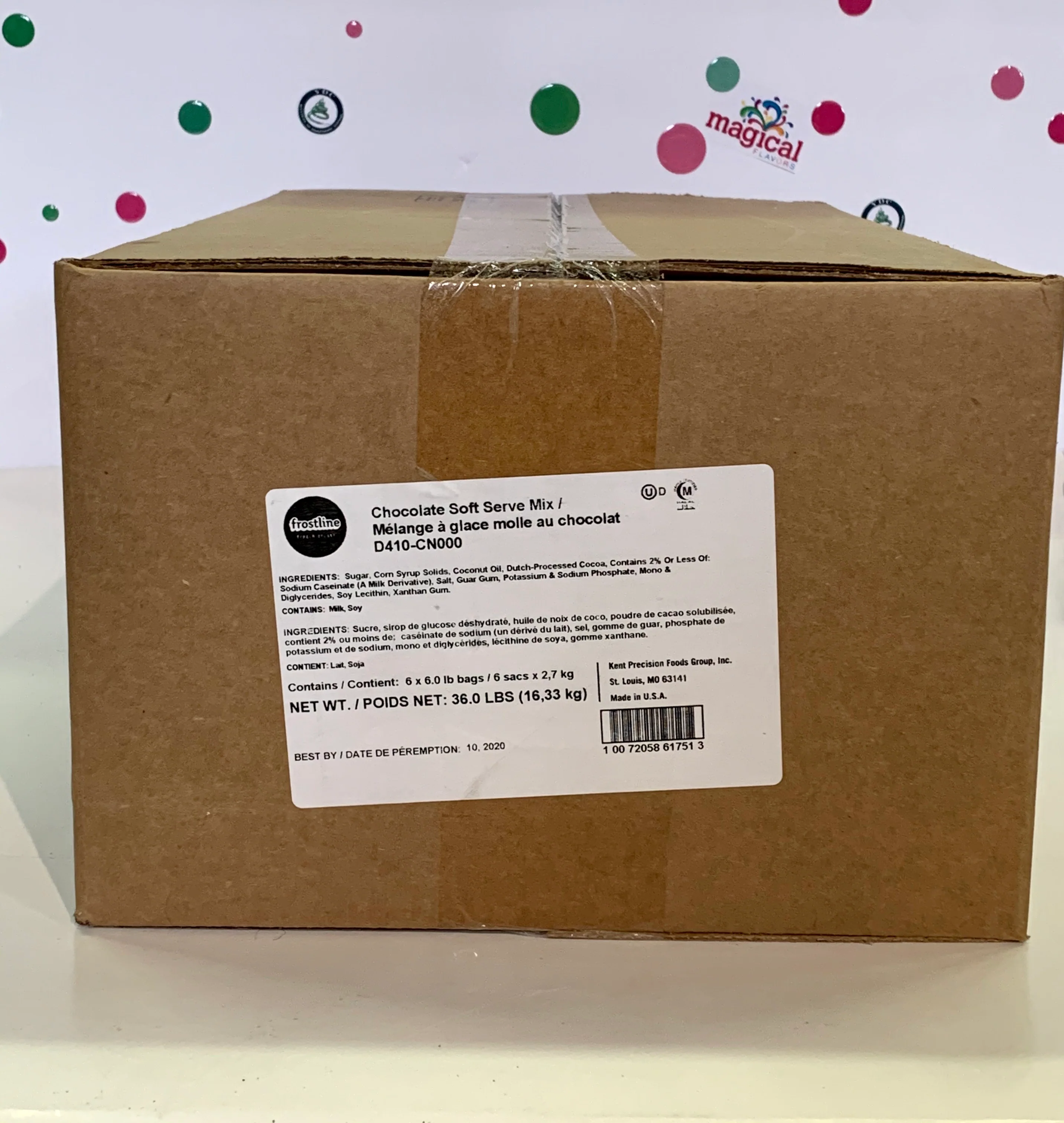 Frostline Chocolate Soft Serve Ice Cream Mix - 6 Lbs. Bag - Case (6 X 6 lbs. Bags) - 56 Cases Per Pallet - Ships Free Within Canada on Orders Above CAD $199 - Image 3