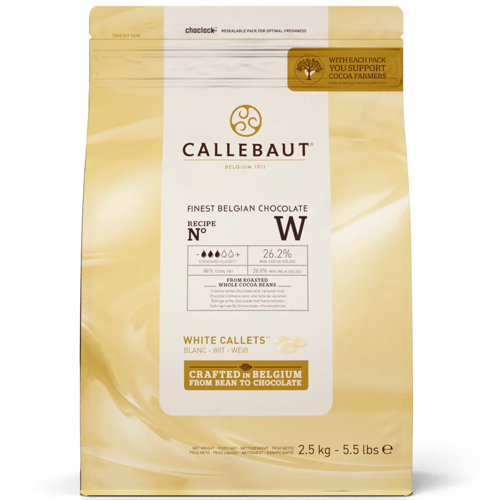 Chocolate White Callets - 2 x 10 kg - Callebaut - Baking Mixes and Ingredients - Canadian Distribution - Ships Free Within Canada on Orders Above CAD $199