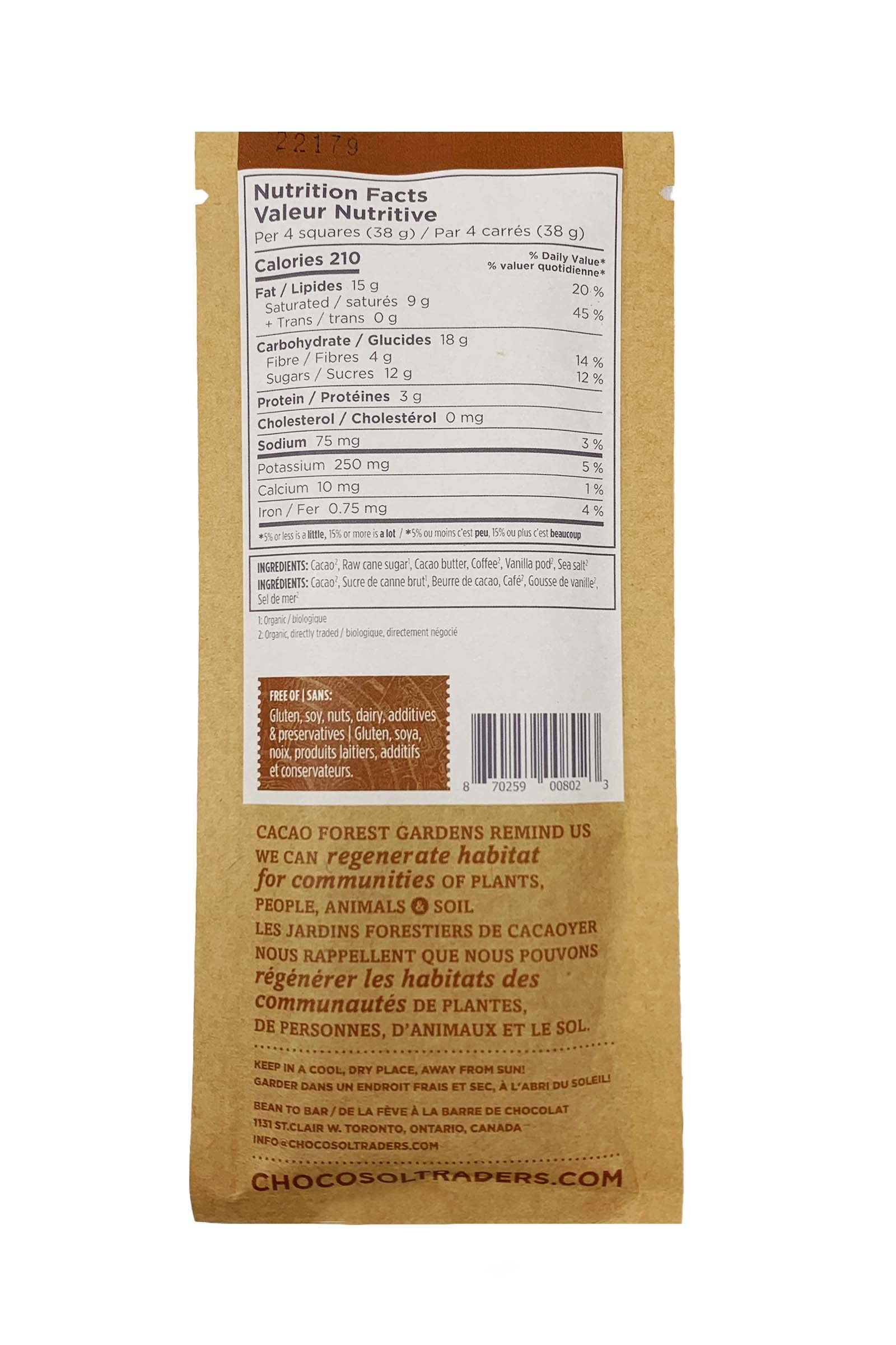 ChocoSol Coffee Crunch 65% Dark Chocolate Bar - 2 x 75g - Canadian Distribution - Ships Free Within Canada on Orders Above CAD $199 - Image 4