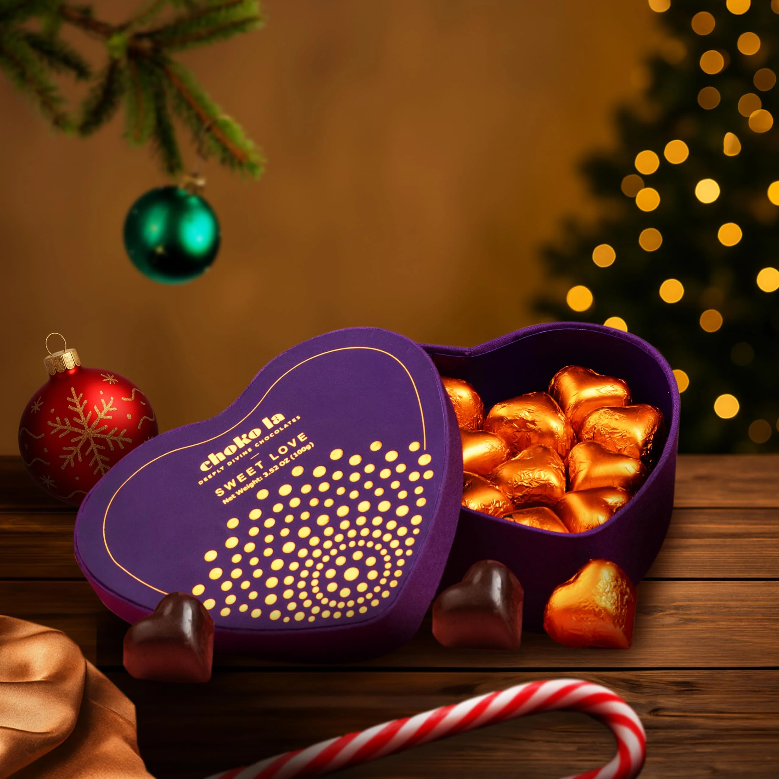 Choko La Sweet Love Heart-Shaped Chocolate Gift Box 100g | Handcrafted Couverture Chocolates | Premium Gift