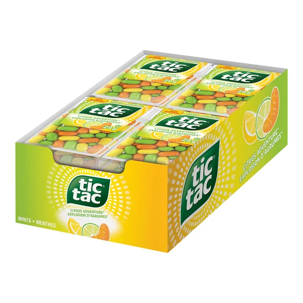 Citrus Adventure - 4 Cases x 12 Packs x 29 g - Tic Tac - Canadian Distribution - Ships Free Within Canada on Orders Above CAD $199
