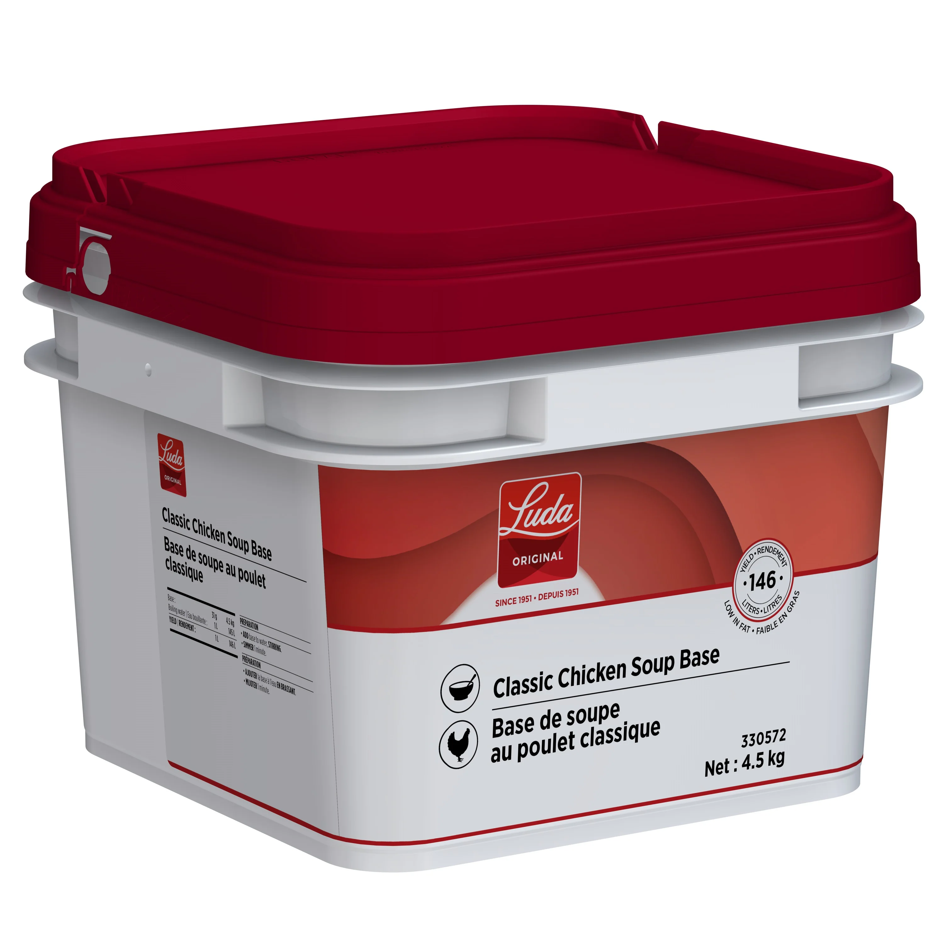 Classic Chicken Soup Base - 1 X 4.5 kg Tub - Luda Foods - Prepared in Canada - Ships Free Within Canada on Orders Above CAD $199