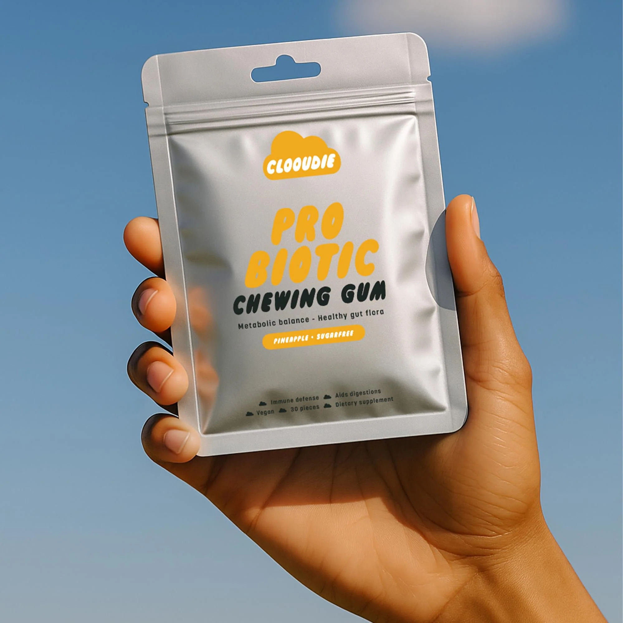 Clooudie Pro Biotic Chewing Gum - Pineapple Flavor - Vegan, Sugar Free - 30 Pieces - Canadian Distribution - Ships Free Within Canada on Orders Above CAD $199 - Image 3