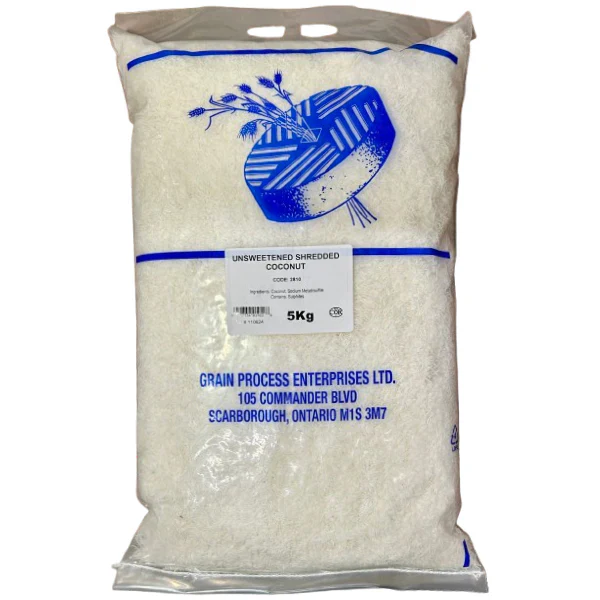 Coconut Shredded Unsweetened - 5KG - Grain Process Enterprises - Canadian Distribution - Ships Free Within Canada on Orders Above CAD $199