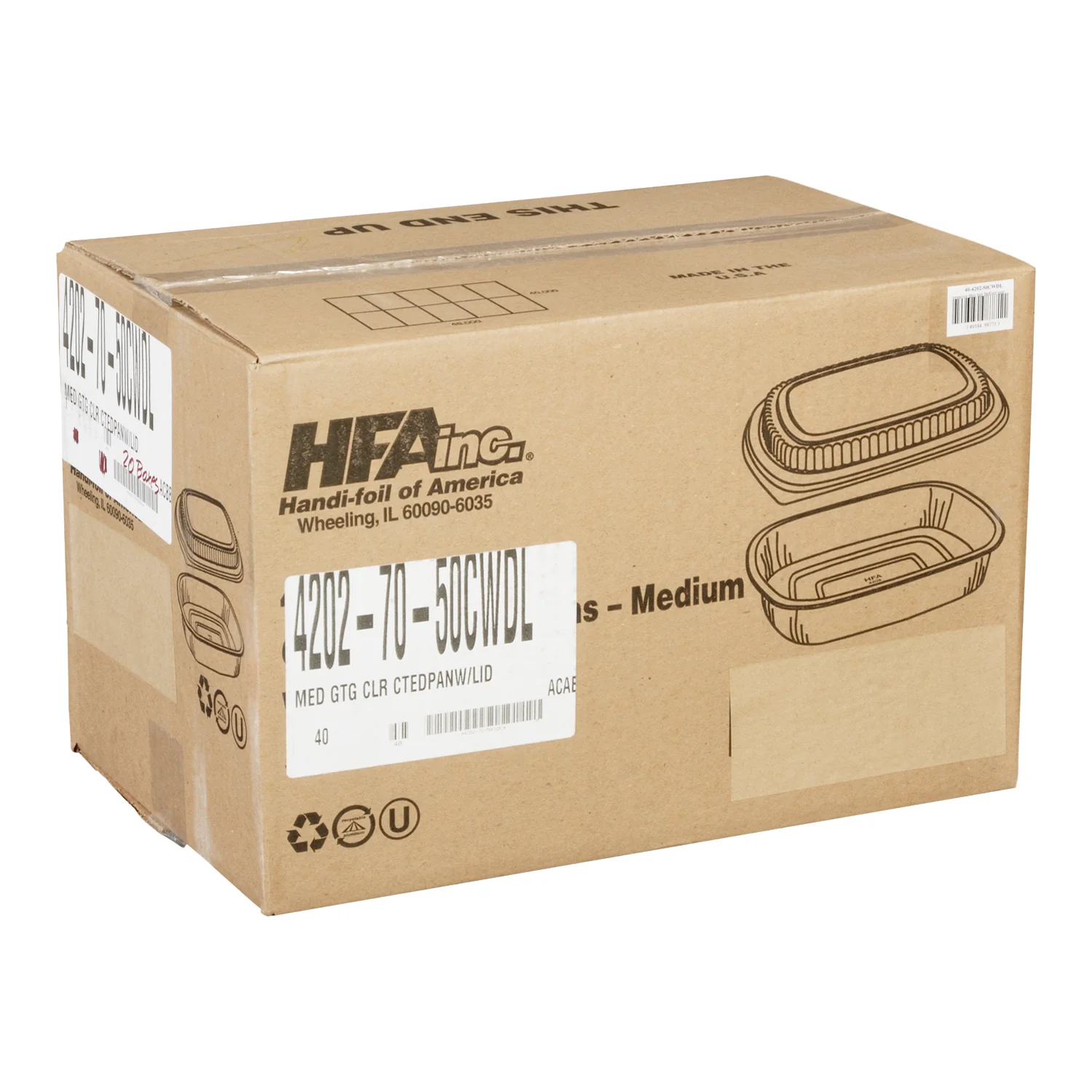 Container Foil Medium Silver With Lid - 1 x 50 count - Handi Foil Of A - Packaging and Accessories - Restaurant Supplies and Equipment - Canadian Distribution - Image 2