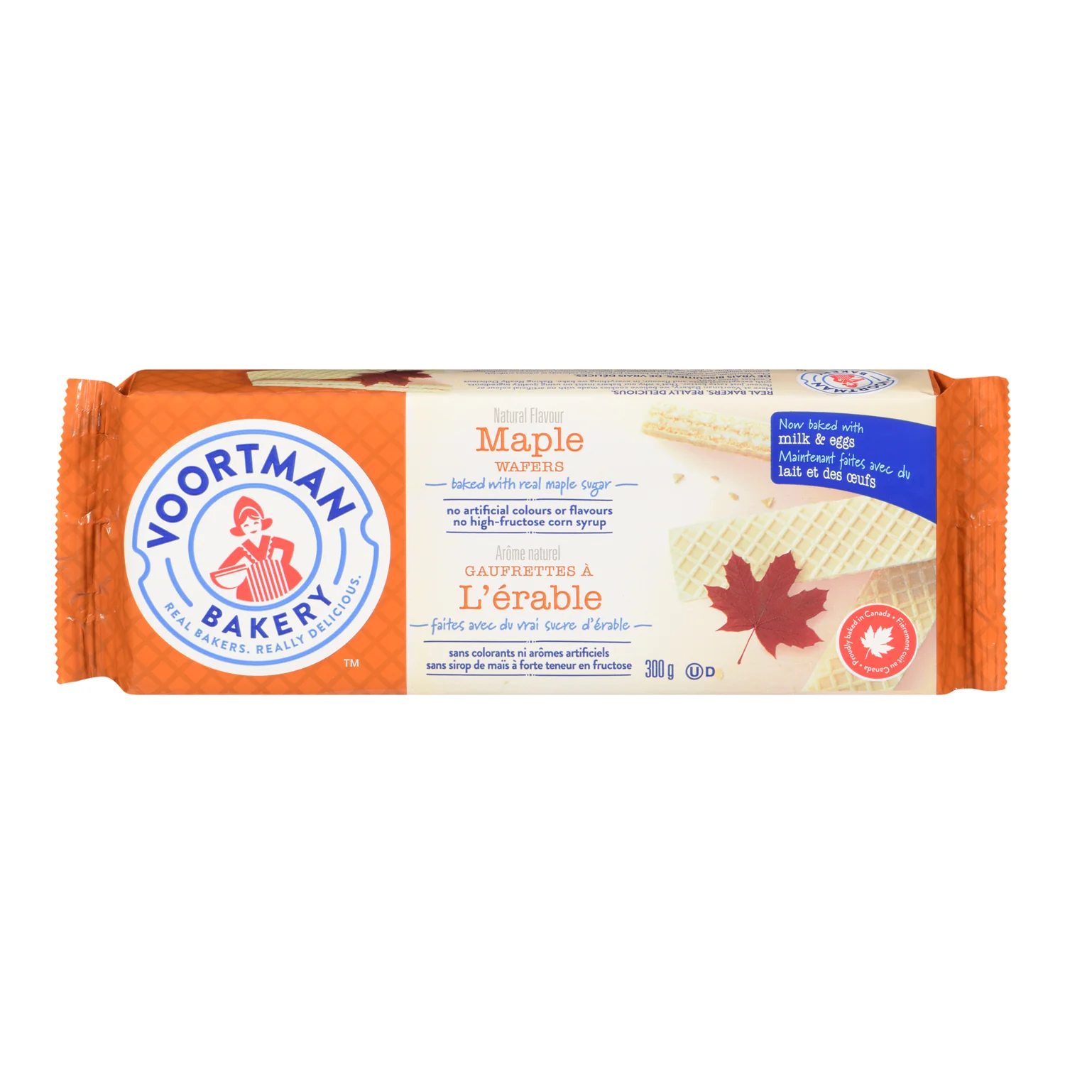 Cookie Maple Wafers - 12 x 300 g - Voortman - Restaurant and Foodservice Ingredients - Canadian Distribution - Ships Free Within Canada on Orders Above CAD $199
