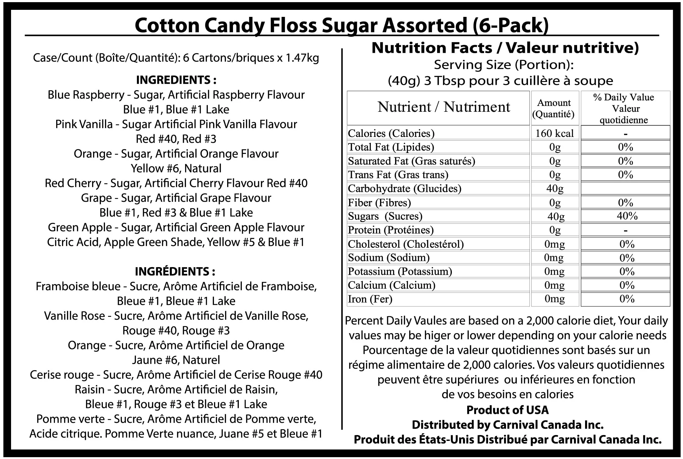Cotton Candy Floss Sugar โ Floss Sugar โ 6 Flavours โ 6 Pack / 3.25lb โ Makes ~420 Cones - Canadian Distribution - Ships Free Within Canada on Orders Above CAD $199 - Image 9