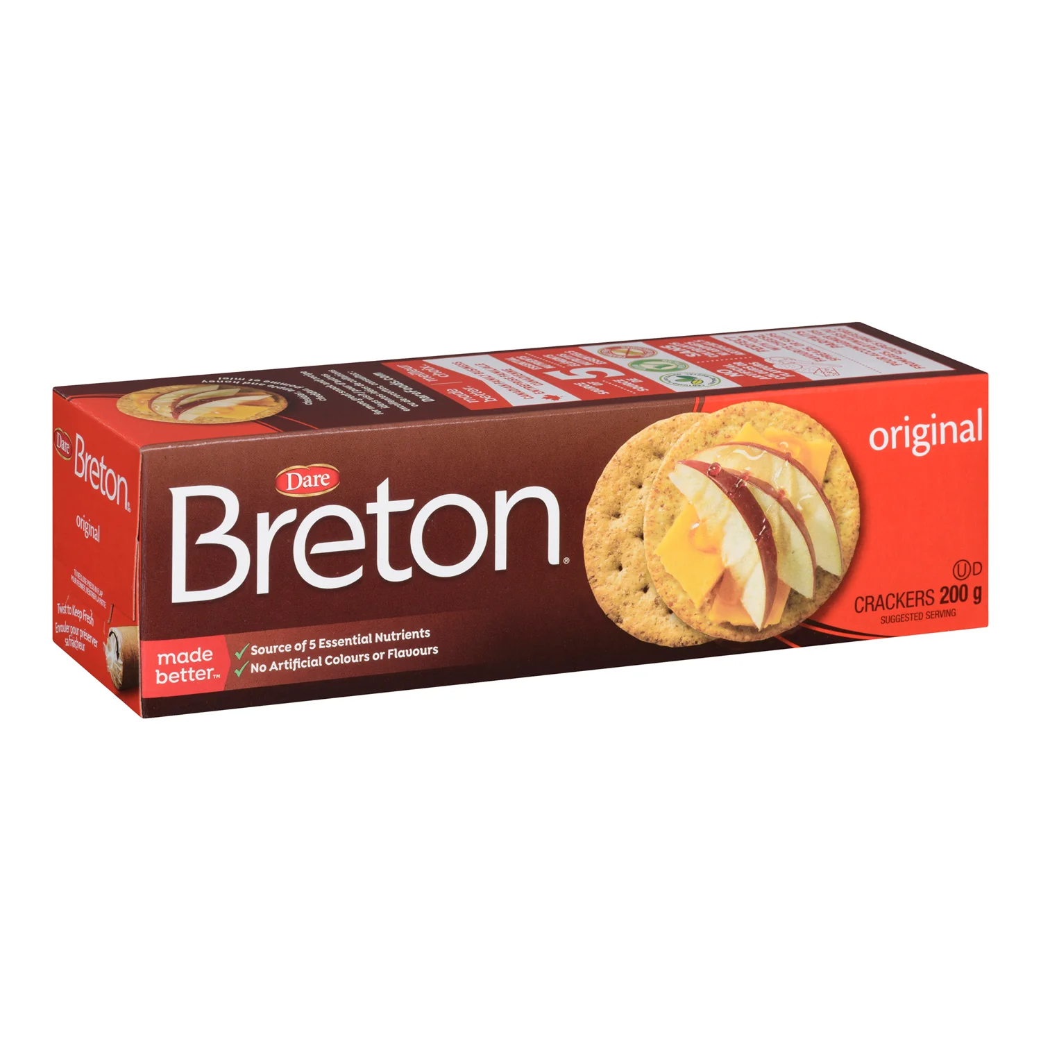 Cracker Breton Original - 12 x 200 g - Dare - Restaurant and Foodservice Ingredients - Canadian Distribution - Ships Free Within Canada on Orders Above CAD $199