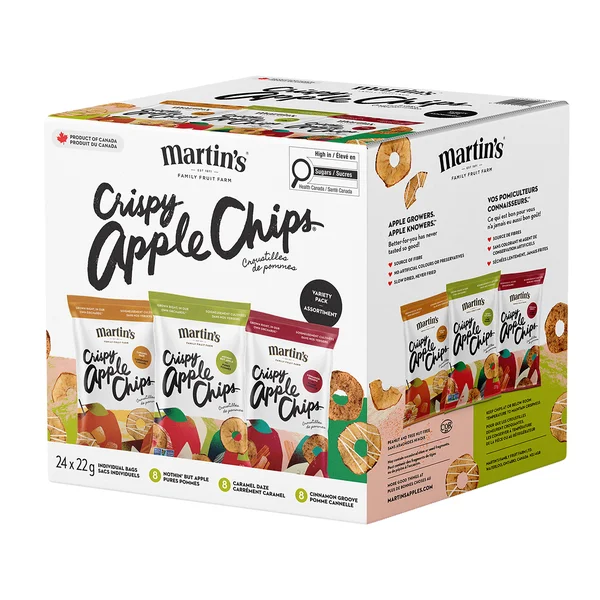 Crispy Apple Chips - 4 Cases x 24 Packs x 22 g - Martin’s - Canadian Distribution - Ships Free Within Canada on Orders Above CAD $199