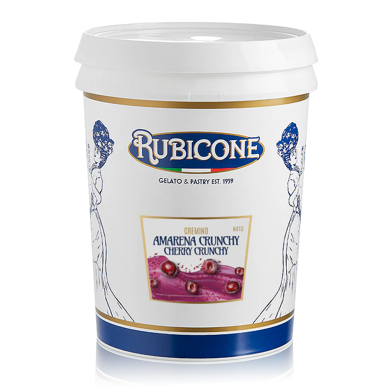 Crunchy Cherry Spreadable Filling Cream - Cremino Cherry Crunchy - Case of 2 x 5 KG Buckets - Rubicone Canada - Ships Free Within Canada on Orders Above CAD $199 - Image 2