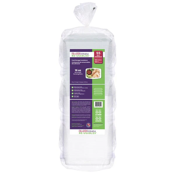 Cubeware Food Storage Containers 16 oz - Pack of 55 - Disposables, Restaurant Packaging and Take-Out Supplies - Canadian Distribution - Ships Free Within Canada on Orders Above CAD $199
