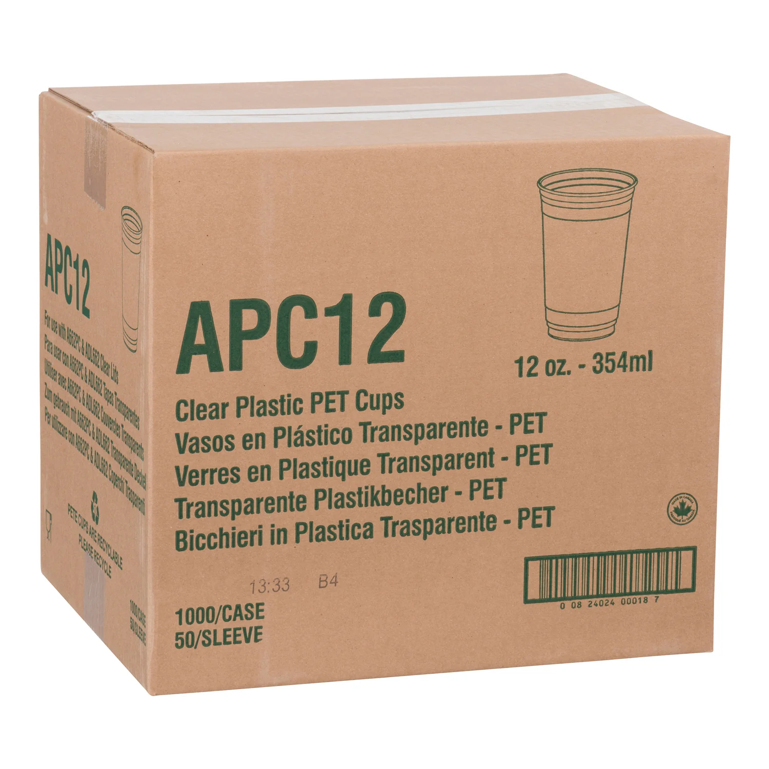 Cup Plastic Clear PET 12 oz. - 1 x 1000 count - Amhil - Packaging and Accessories - Restaurant Supplies and Equipment - Canadian Distribution - Image 3
