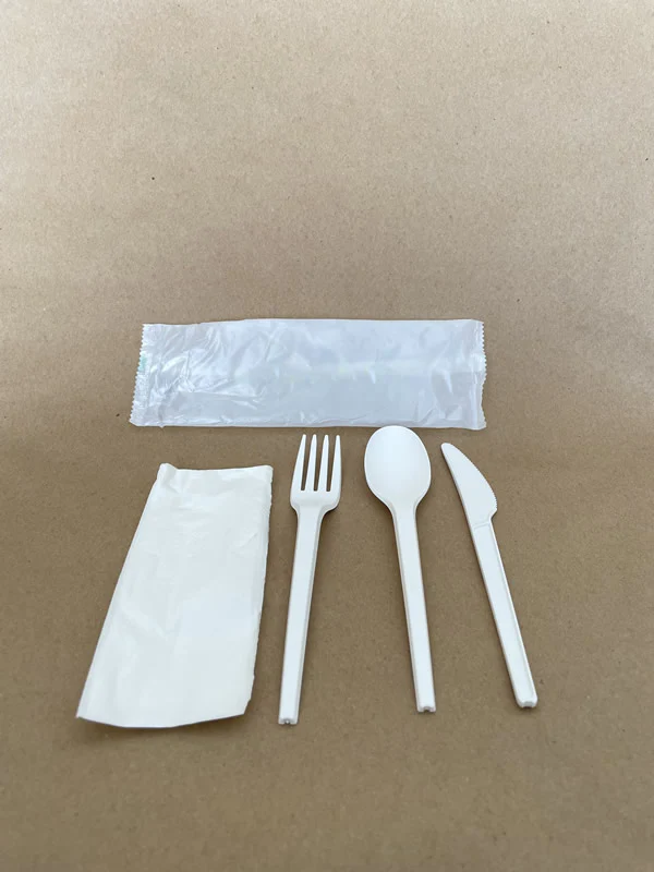 Cutlery set PLA. Fork/Knife/Spoon/Napkin/250packs BPI - Disposable Take Away Food Packaging - Canadian Distribution - Image 3