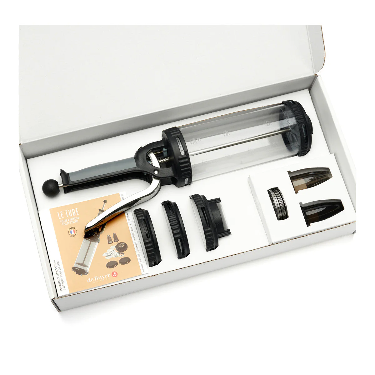 DE BUYER Le Tube Pastry Syringe Set with Piping Tips and Cookie Discs - Canadian Distribution - Ships Free Within Canada on Orders Above CAD $199 - Image 2