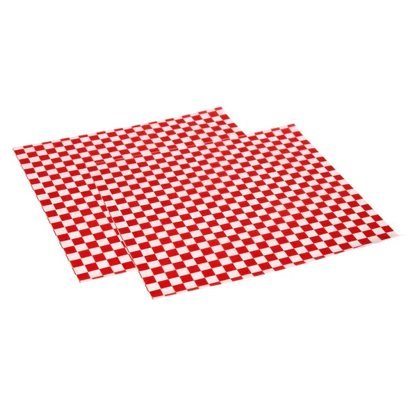 De Luxe Checkered Wax Paper Liners - Red - Pack of 2,000 - Disposables, Restaurant Packaging and Take-Out Supplies - Canadian Distribution - Ships Free Within Canada on Orders Above CAD $199