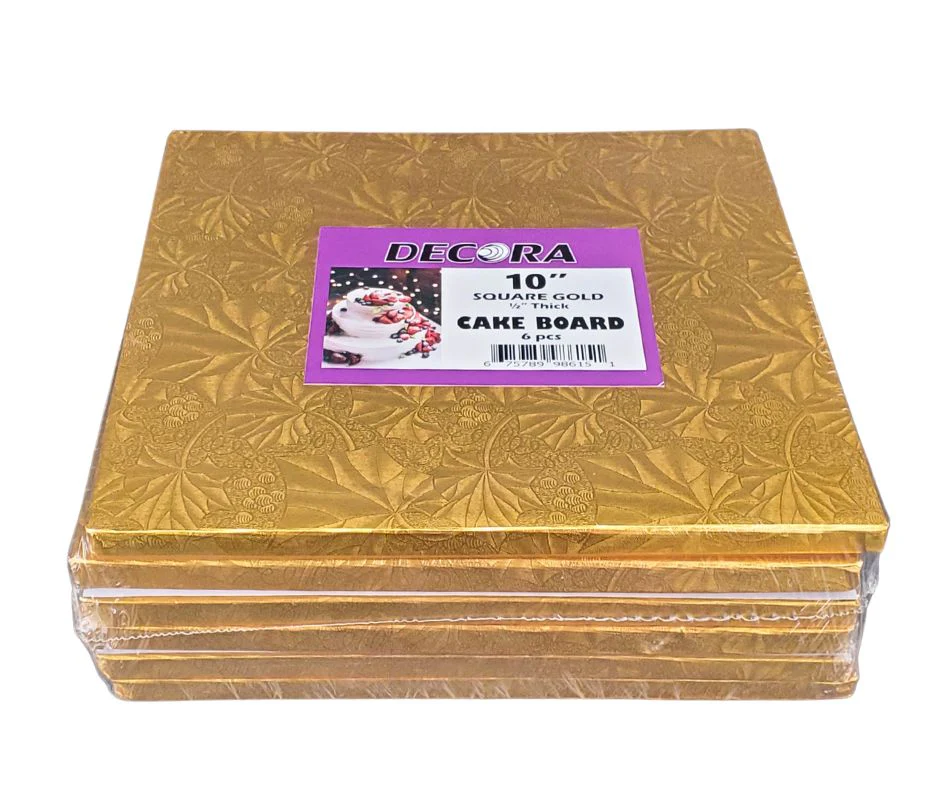 Decora - 10" Square 1/2" Cake Board - Gold - Image 4