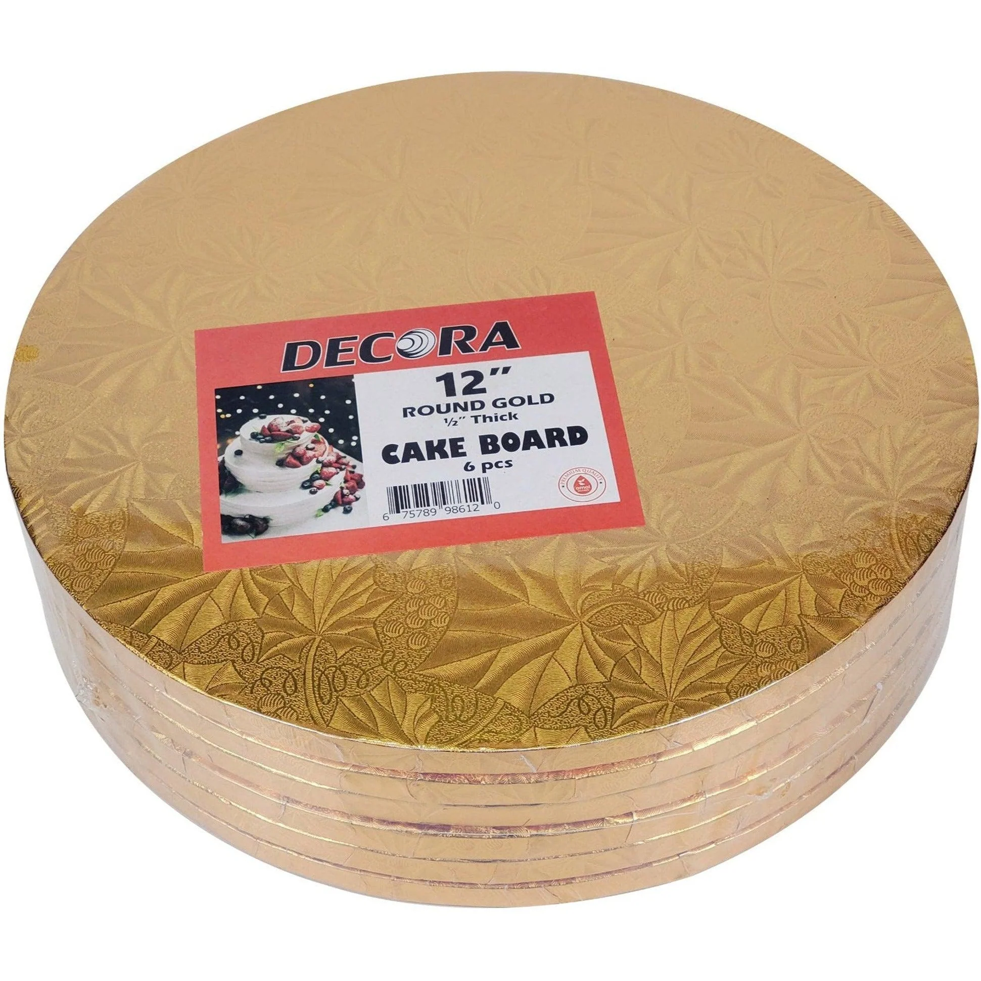 CLR - Decora - 12" Round 1/2" Cake Board - Gold