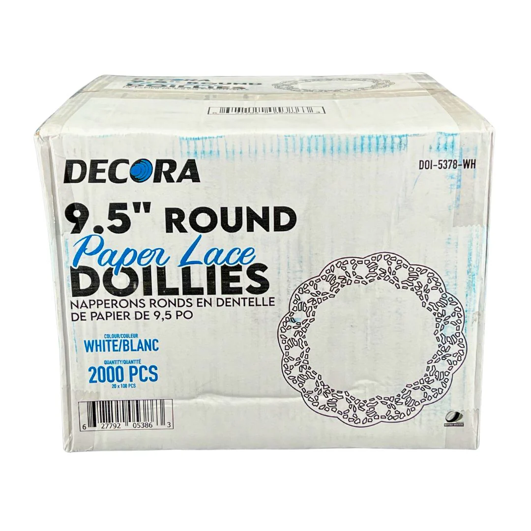 Decora - 9.5" Round Paper Lace Doillies, White - DOI-5378-WH