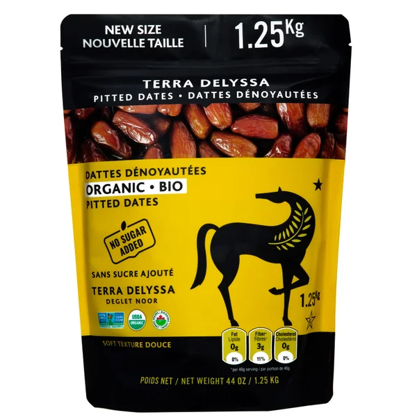 Deglet Noor Organic Pitted Dates - 4 x 1.25 kg - Terra Delyssa - Canadian Distribution - Ships Free Within Canada on Orders Above CAD $199