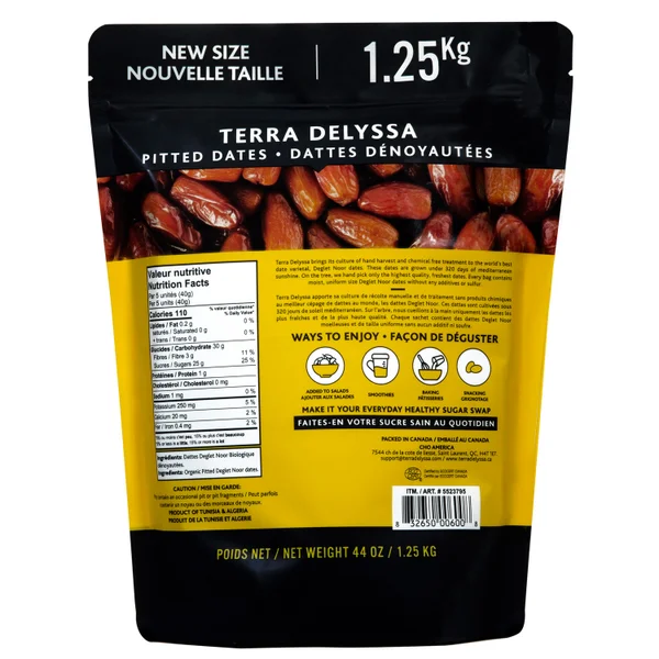 Deglet Noor Organic Pitted Dates - 4 x 1.25 kg - Terra Delyssa - Canadian Distribution - Ships Free Within Canada on Orders Above CAD $199 - Image 2